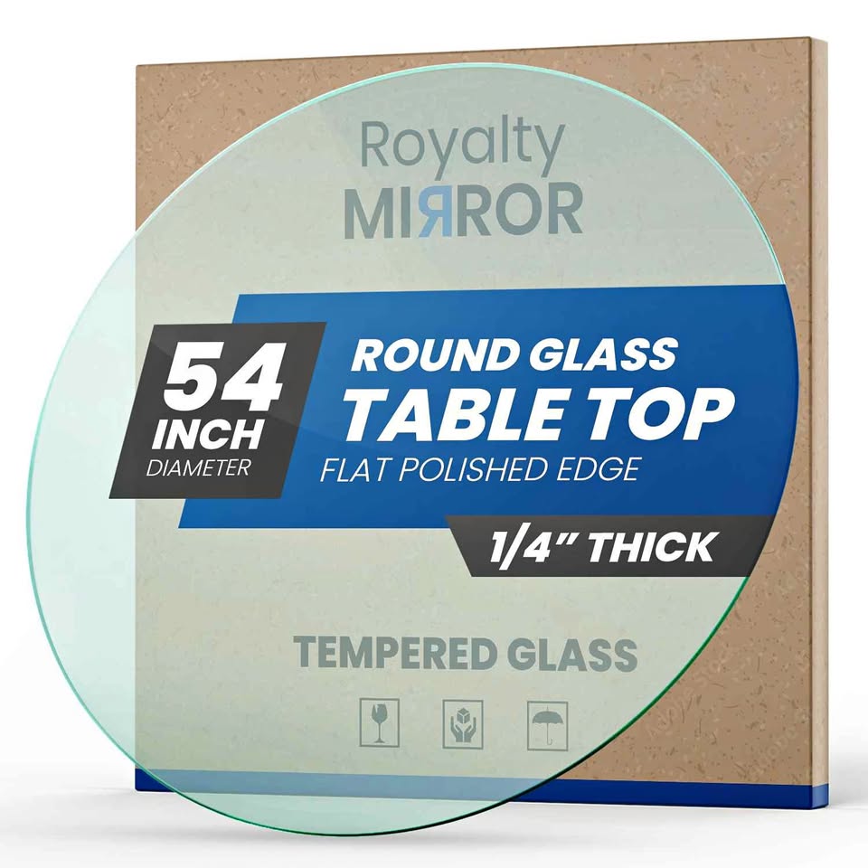 Royalty 54" Round Tempered Glass Table Top - 8" Thick Flat Polished Edge
