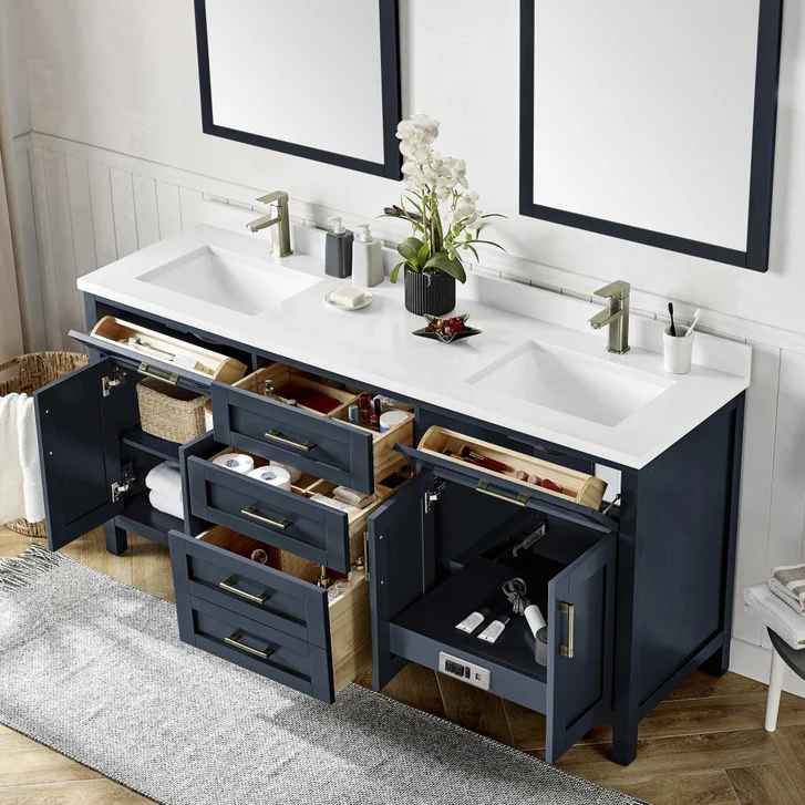 OVE Decors Lakeview 72" Bath Vanity in Blue ( 2 sinks with Top Broken ) - Image 2
