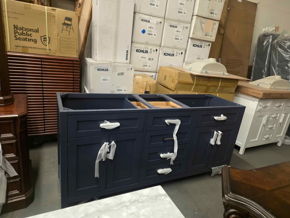 OVE Decors Lakeview 72" Bath Vanity in Blue ( 2 sinks with Top Broken ) - Image 7