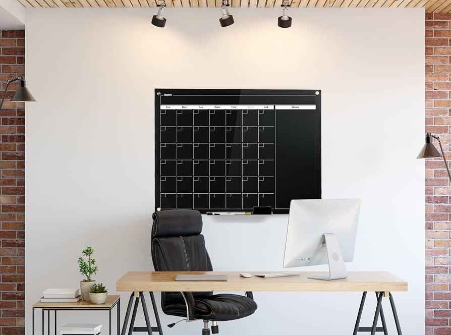 Real Glass Dry Erase Monthly Calendar, Giant Size 34" x 46", Tempered Glass Surface, Frameless Wall - Image 6