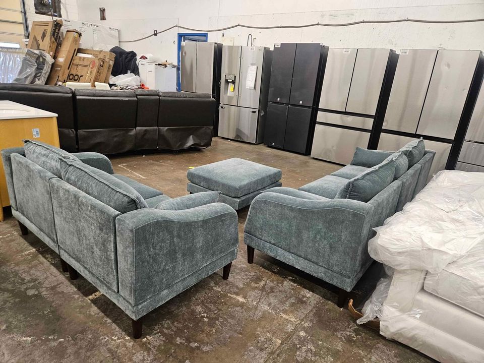 Living Room Classic 6pc Modular Sofa and Loveseat, Ottoman Mineral Morgan - Image 2