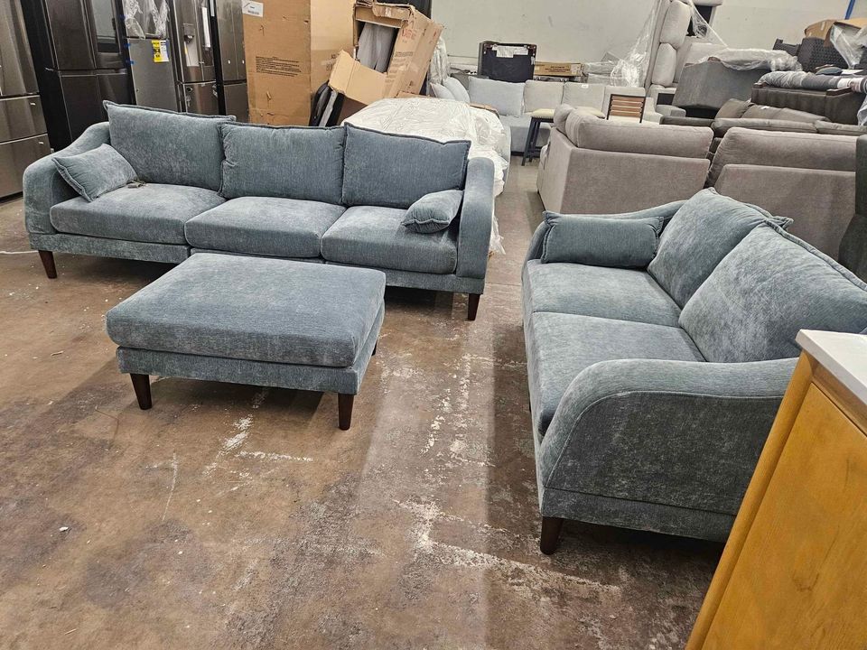 Living Room Classic 6pc Modular Sofa and Loveseat, Ottoman Mineral Morgan - Image 10