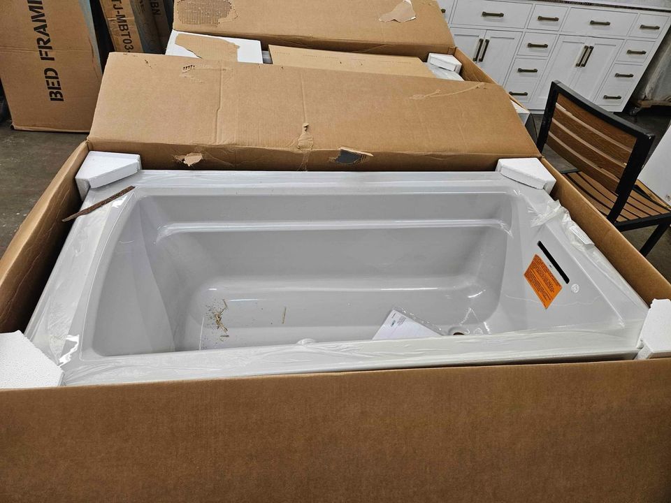 60" x 32" drop-in bath with Bask heated surface. Ice Gray - Image 2
