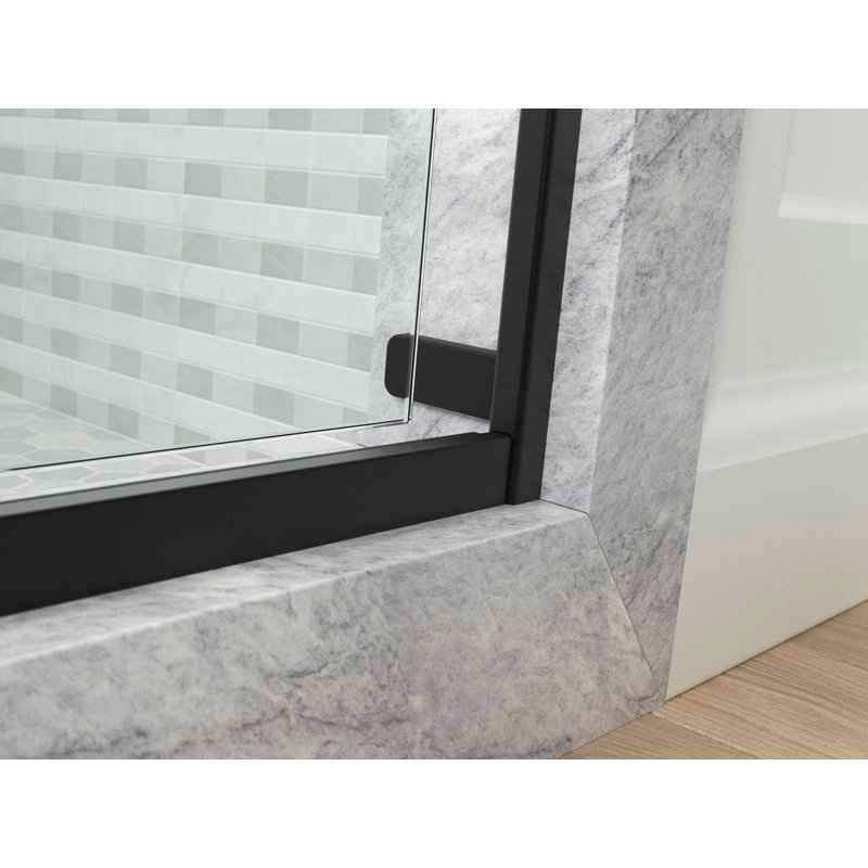 Levity Plus 77-9/16" H x 47-1/4" W Sliding Frameless Shower Door/ Clear Glass Bright Polished Silver - Image 4