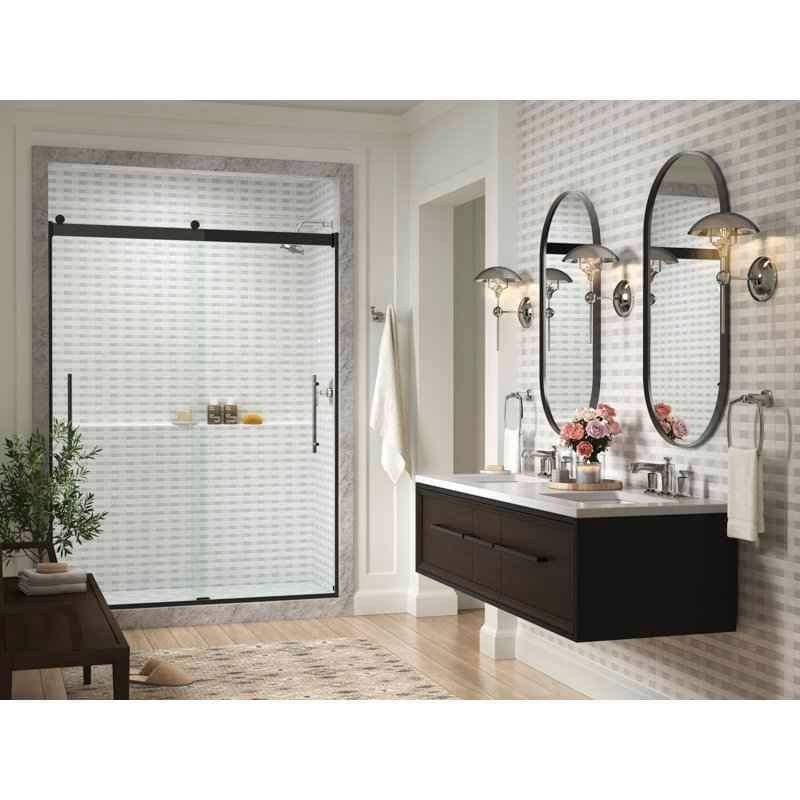 Levity Plus 77-9/16" H x 47-1/4" W Sliding Frameless Shower Door/ Clear Glass Bright Polished Silver - Image 7