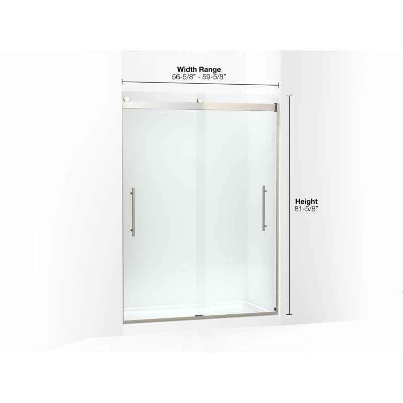 Levity Plus 77-9/16" H x 47-1/4" W Sliding Frameless Shower Door/ Clear Glass Bright Polished Silver - Image 9