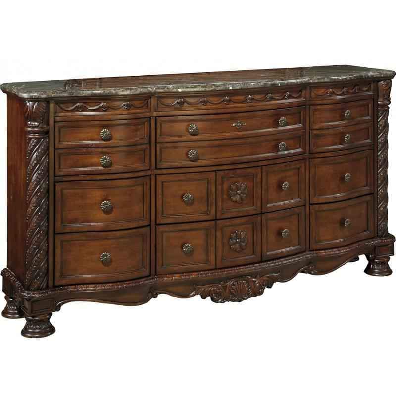 North Shore Wood/Marble Dresser, Dark Brown