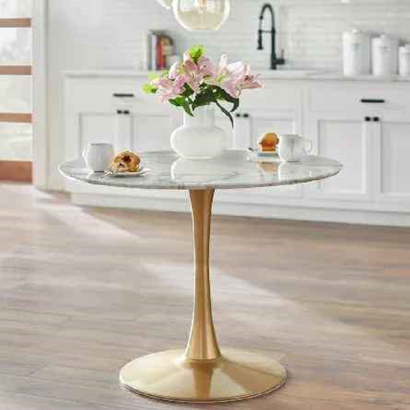 Kavitt Round Dining Table - Angelo:Home ( Color White | Gold ) - Image 2