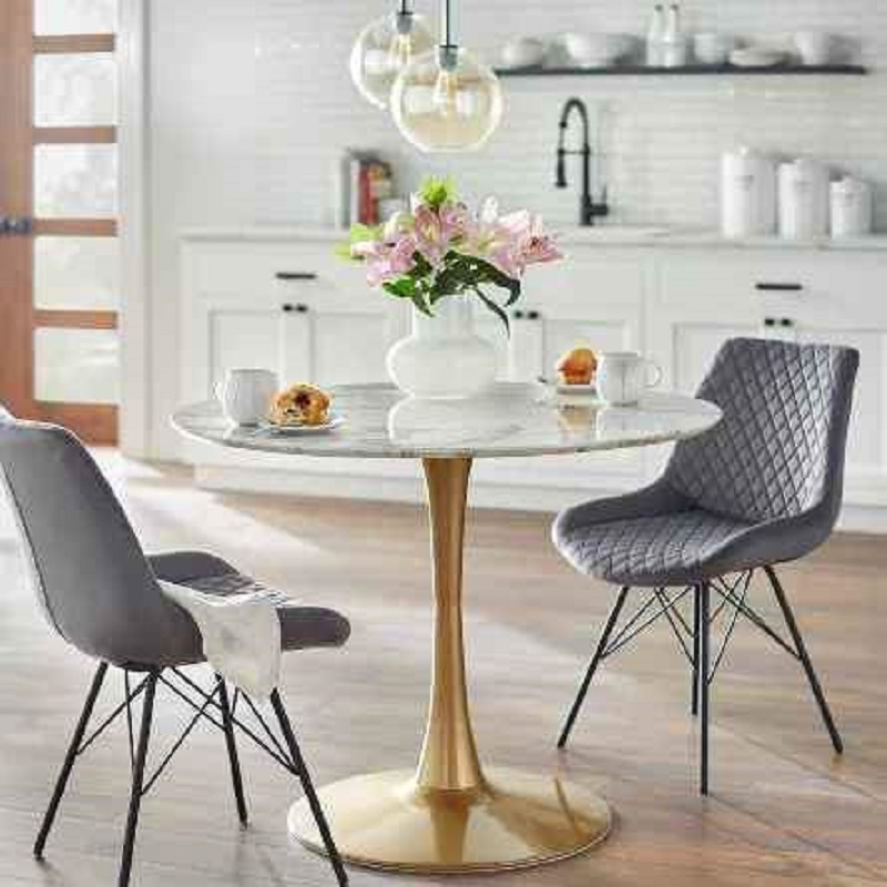 Kavitt Round Dining Table - Angelo:Home ( Color White | Gold ) - Image 3
