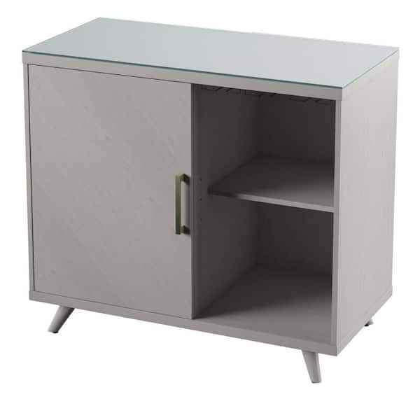 White Oak General Modern Bar Cabinet with Refrigerated Beverage Cooler - Image 3
