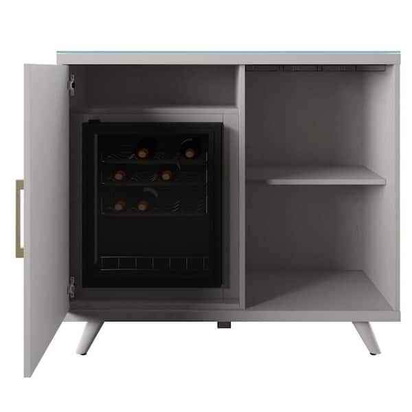White Oak General Modern Bar Cabinet with Refrigerated Beverage Cooler - Image 4