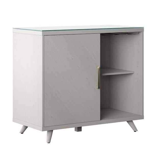 White Oak General Modern Bar Cabinet with Refrigerated Beverage Cooler - Image 5