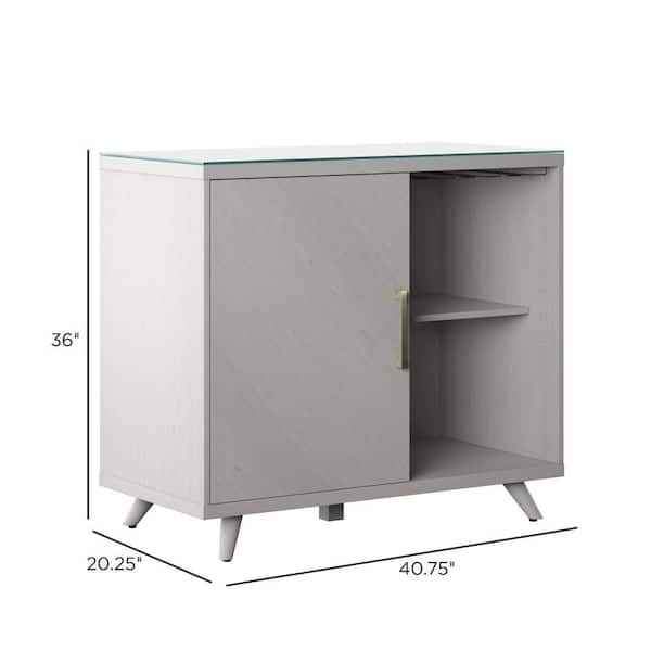 White Oak General Modern Bar Cabinet with Refrigerated Beverage Cooler - Image 6