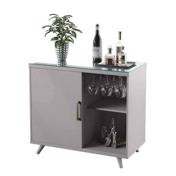 White Oak General Modern Bar Cabinet with Refrigerated Beverage Cooler - Image 7