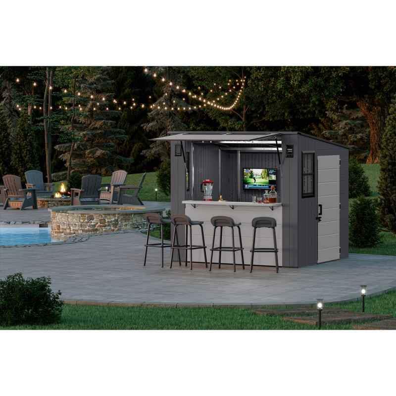 Suncast BMCB8700 Entertainment Shed 8 ft. x 7 ft. Resin Standard Pent with Floor Kit Gray - Image 5