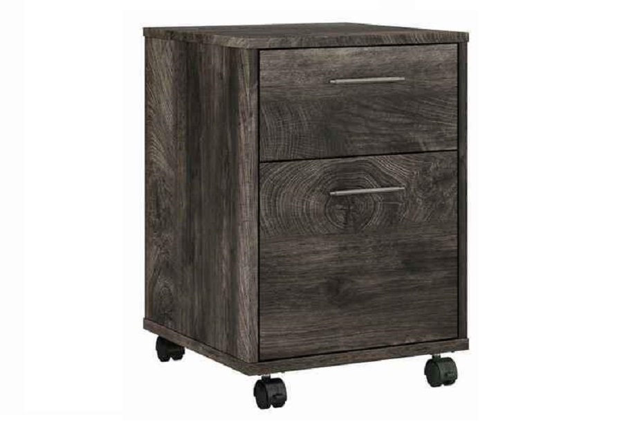 Bush Furniture Key West 16&quot;D Vertical 2-Drawer Mobile File Cabinet, Dark Gray Hickory,