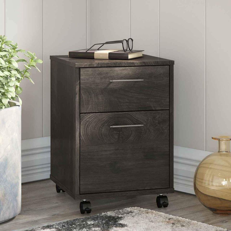 Bush Furniture Key West 16&quot;D Vertical 2-Drawer Mobile File Cabinet, Dark Gray Hickory, - Image 4