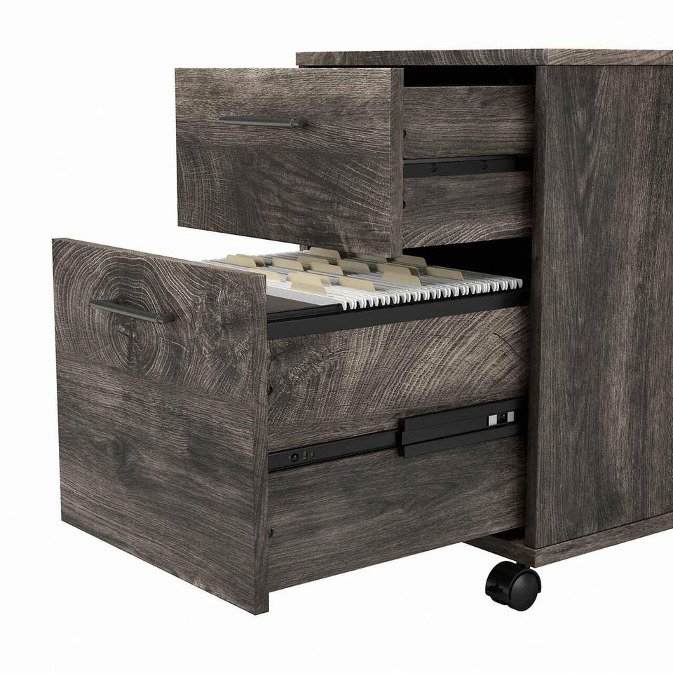 Bush Furniture Key West 16&quot;D Vertical 2-Drawer Mobile File Cabinet, Dark Gray Hickory, - Image 6