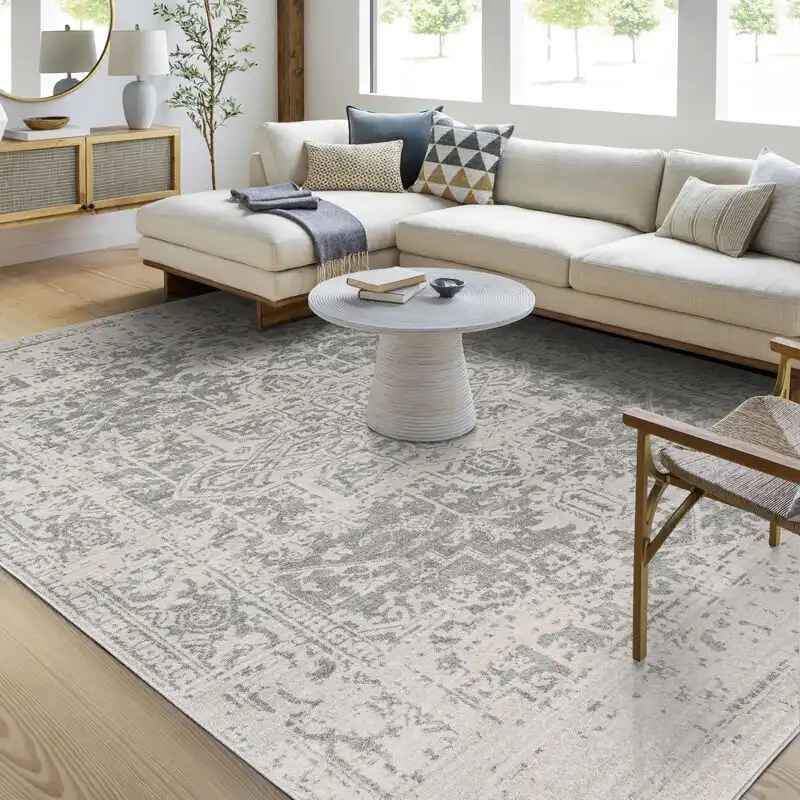 Surya Harput HAP-1024 6'7" x 9' Charcoal, Light Gray and Beige Area Rug - Image 4