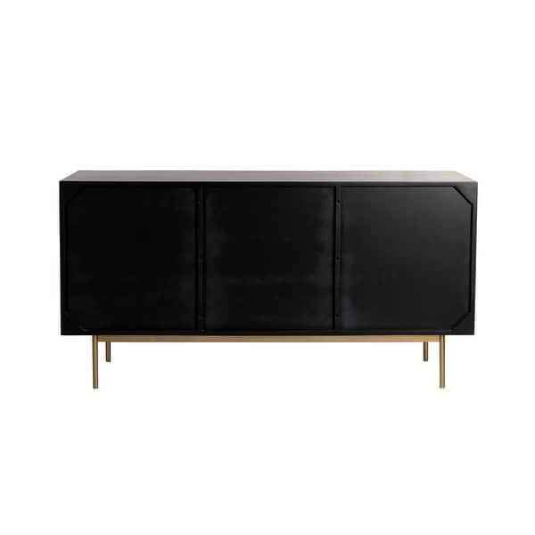 Curtis 3-Door Solid Wood with Natural Woven Cane Sideboard - Black - Image 5