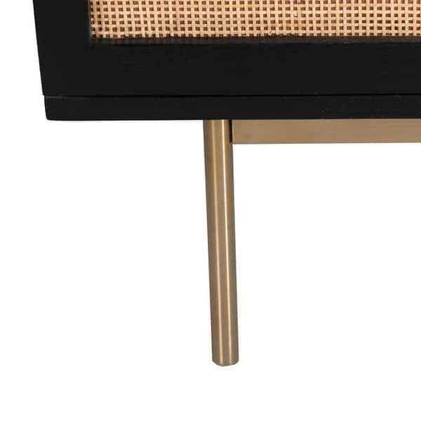 Curtis 3-Door Solid Wood with Natural Woven Cane Sideboard - Black - Image 6