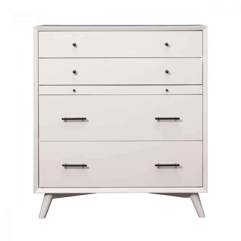 Alpine Furniture Flynn 4 Drawer Multifunction Chest with Pullout Workstation Tray in White 966-W-05