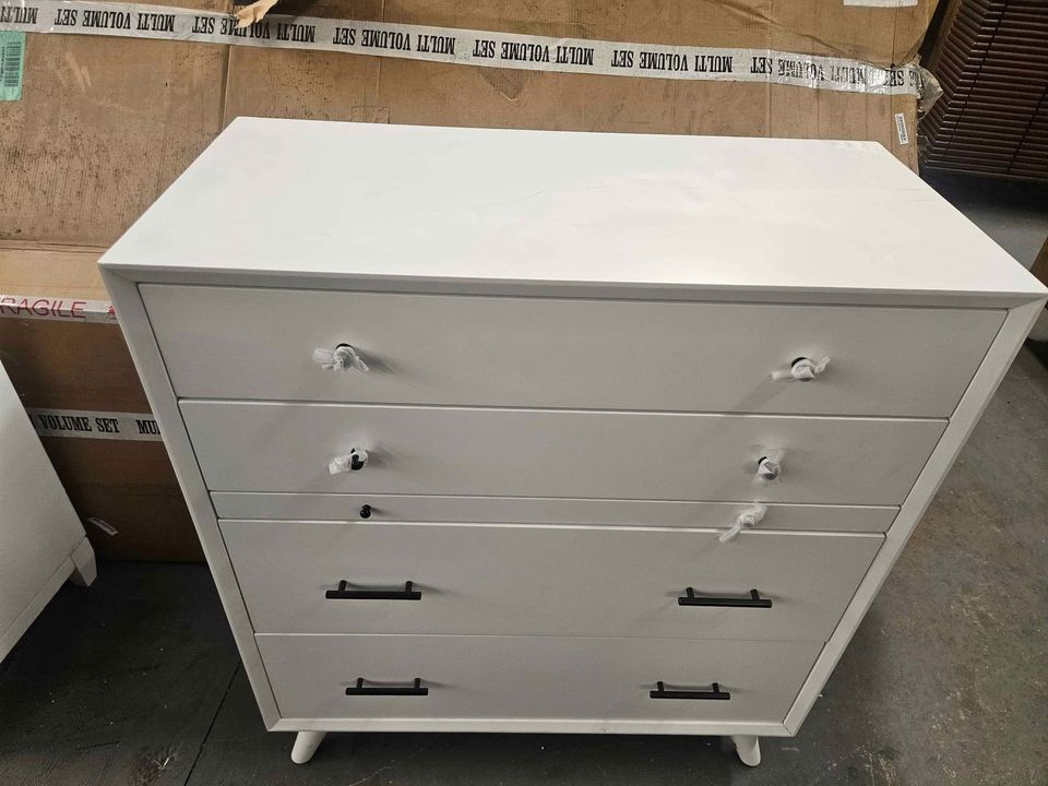 Alpine Furniture Flynn 4 Drawer Multifunction Chest with Pullout Workstation Tray in White 966-W-05 - Image 5