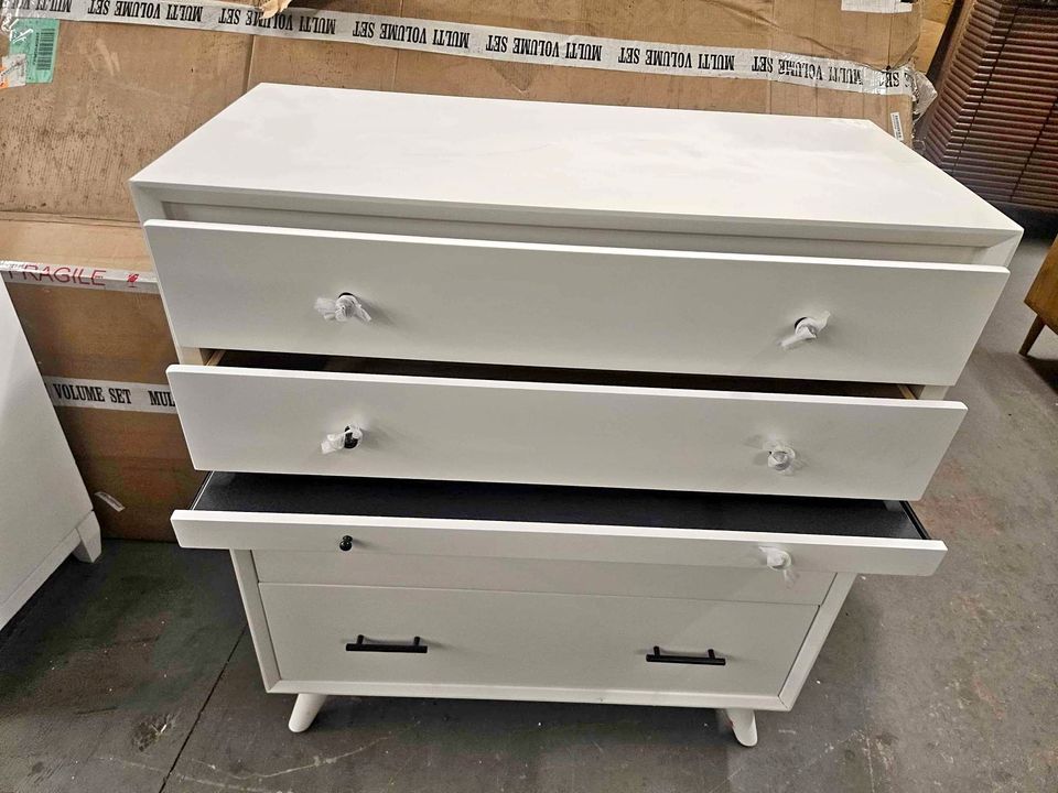 Alpine Furniture Flynn 4 Drawer Multifunction Chest with Pullout Workstation Tray in White 966-W-05 - Image 8