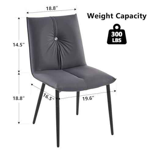 YOUTASTE Dining Chairs Set of 2 Mid Century Modern Upholstered Leather Kitchen Chairs Soft Padded - Image 5