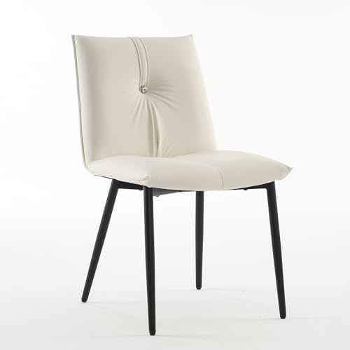 YOUTASTE Dining Chairs Set of 2 Mid Century Modern Upholstered Leather Kitchen Chairs Soft Padded - Image 7