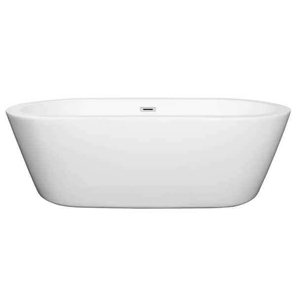 Mermaid 71 in. Acrylic Flatbottom Center Drain Soaking Tub in White - Image 3