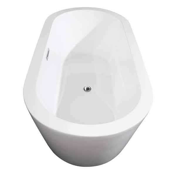 Mermaid 71 in. Acrylic Flatbottom Center Drain Soaking Tub in White - Image 4