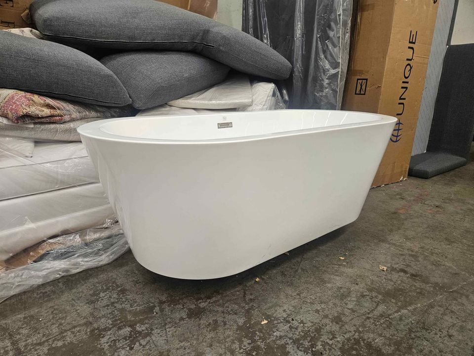 Mermaid 71 in. Acrylic Flatbottom Center Drain Soaking Tub in White - Image 5