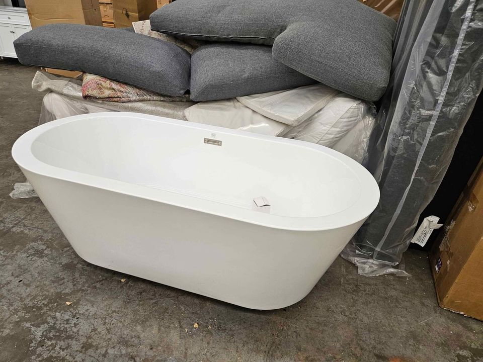 Mermaid 71 in. Acrylic Flatbottom Center Drain Soaking Tub in White - Image 6