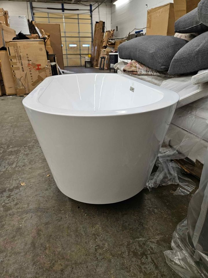 Mermaid 71 in. Acrylic Flatbottom Center Drain Soaking Tub in White - Image 7