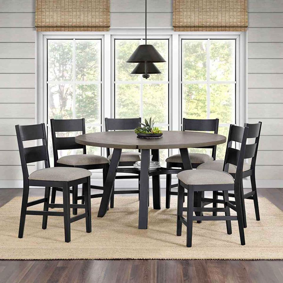 Easton 7-piece Square to Round Counter Height Dining Set ( Slightly Scratched )