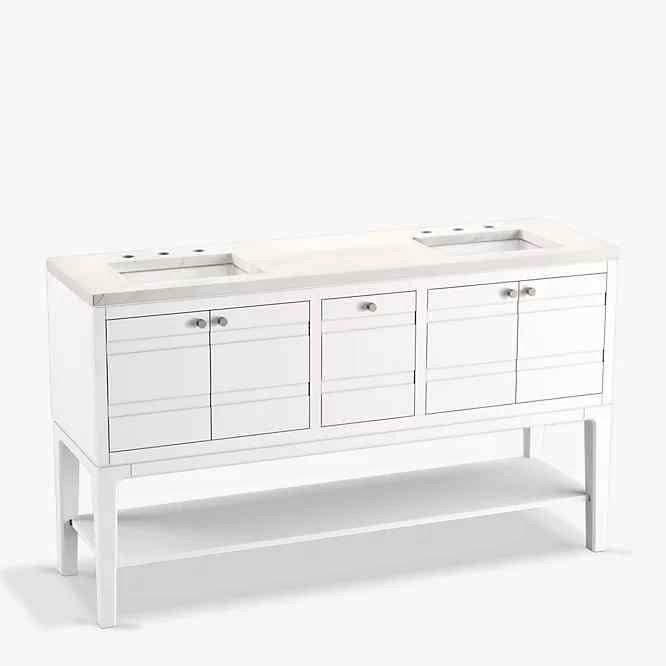 Helst 60" bathroom vanity cabinet with sinks and quartz top - Image 2