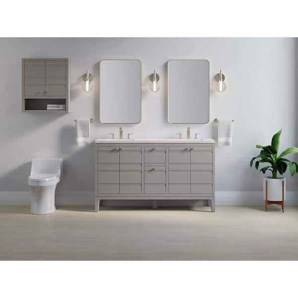 Helst 60" bathroom vanity cabinet with sinks and quartz top ( Gray ) - Image 2