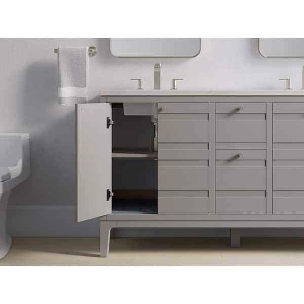 Helst 60" bathroom vanity cabinet with sinks and quartz top ( Gray ) - Image 3