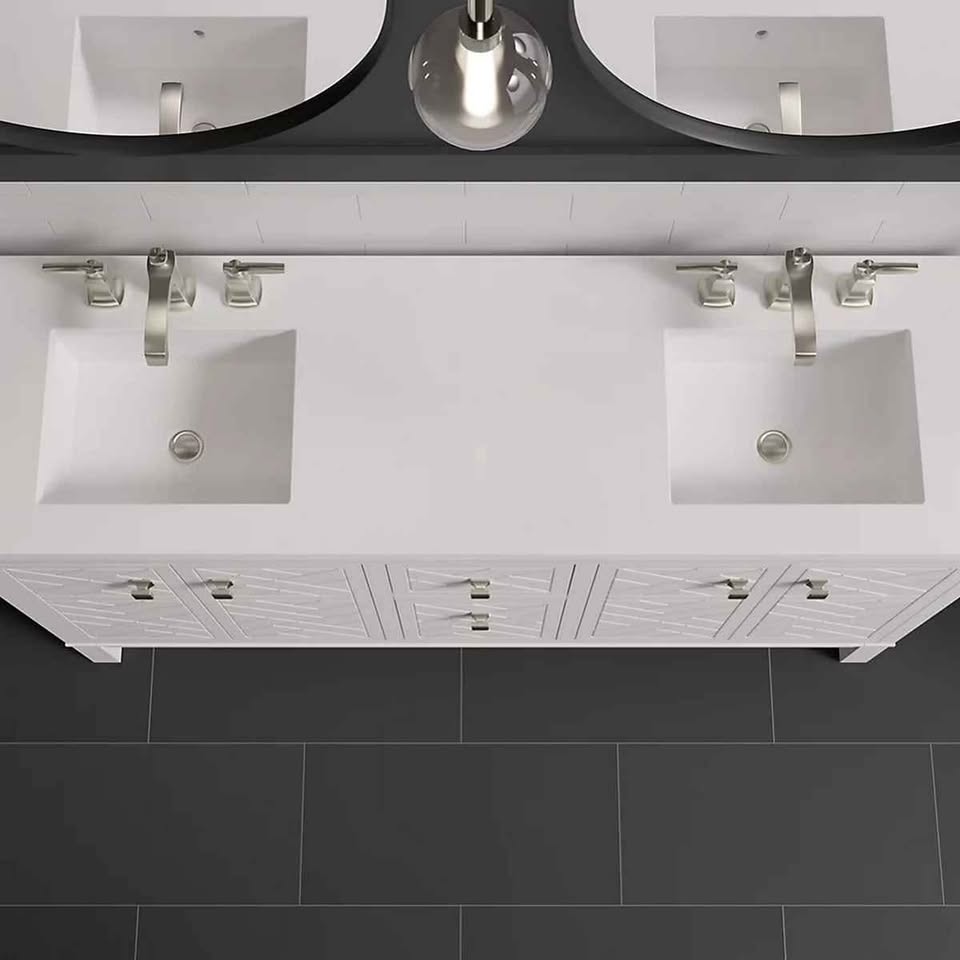 Kohler K-33532-ASB-0 Beauxline 60" Free-Standing Double Sink Bathroom Vanity with Quartz Top - White - Image 4
