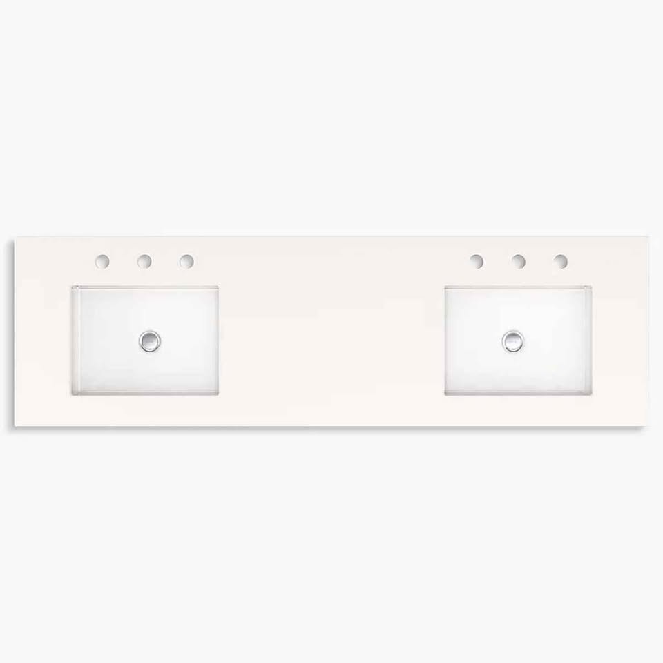 Kohler K-33532-ASB-0 Beauxline 60" Free-Standing Double Sink Bathroom Vanity with Quartz Top - White - Image 5