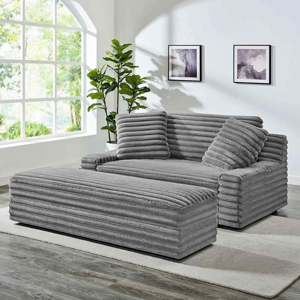 Thomasville Wills Fabric Oversize Chair and Storage Ottoman