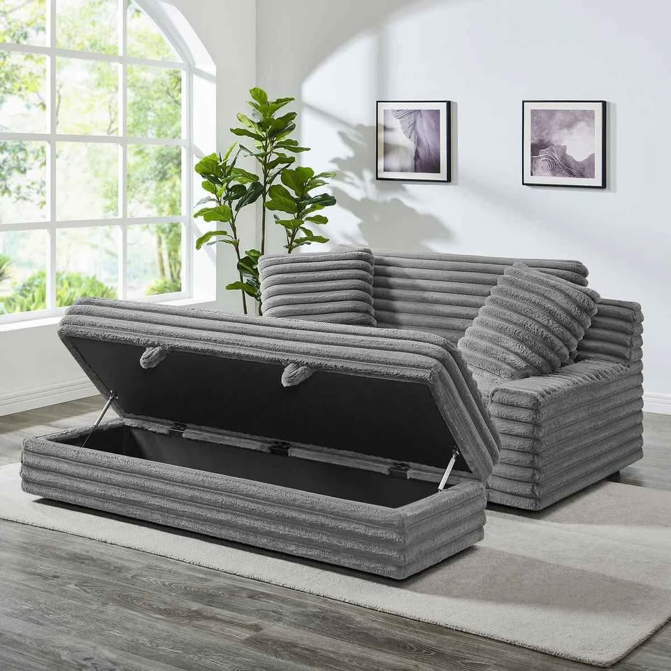 Thomasville Wills Fabric Oversize Chair and Storage Ottoman - Image 3