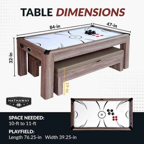 Driftwood 7 ft. Air Hockey Table Combo Set with Benches - Image 2