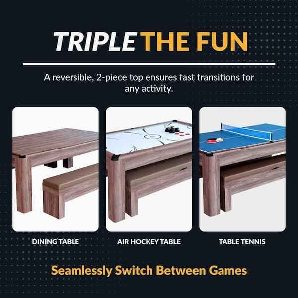 Driftwood 7 ft. Air Hockey Table Combo Set with Benches - Image 3