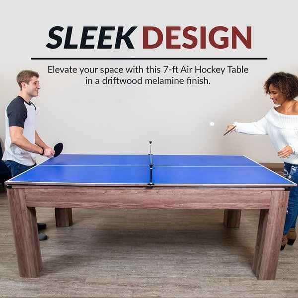 Driftwood 7 ft. Air Hockey Table Combo Set with Benches - Image 6