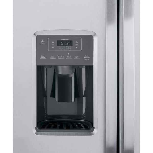 GE. 25.3 cu. ft. Side by Side Refrigerator in Fingerprint Resistant Stainless Steel, Standard Depth - Image 3