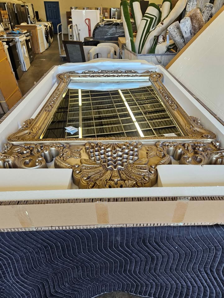 Marquette 84 X 48 inch Champagne Silver Wall Mirror by Howard Elliott Collection - Image 8