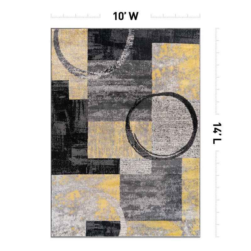 Bionda Geometric Yellow/Black/Gray Area Rug 10' x 14' - Image 3