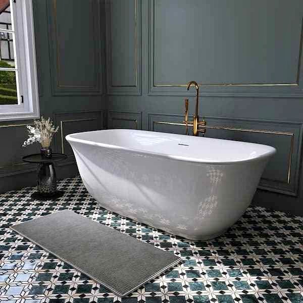 67 in. x 31.5 in. Acrylic Freestanding Flatbottom Double Ended Soaking Bathtub in White
